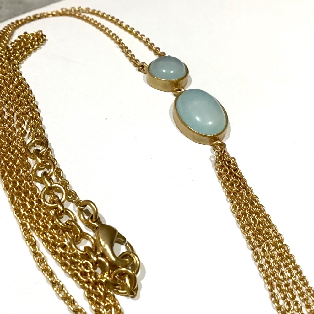 🌺Long Gold and Blue Tassel Necklace - Picture 2 of 8